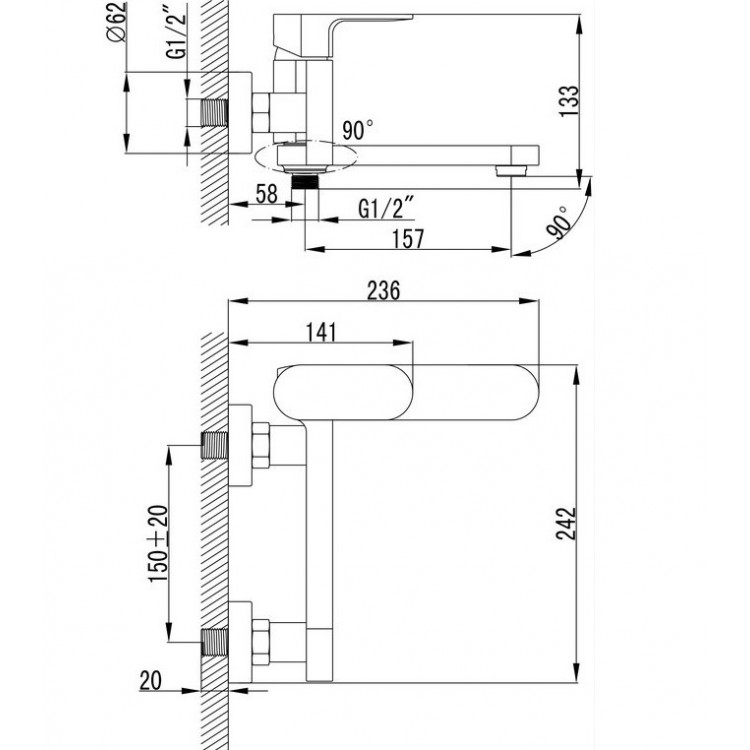 Vannas un dušas maisītājs Vento TORINO, 352380
