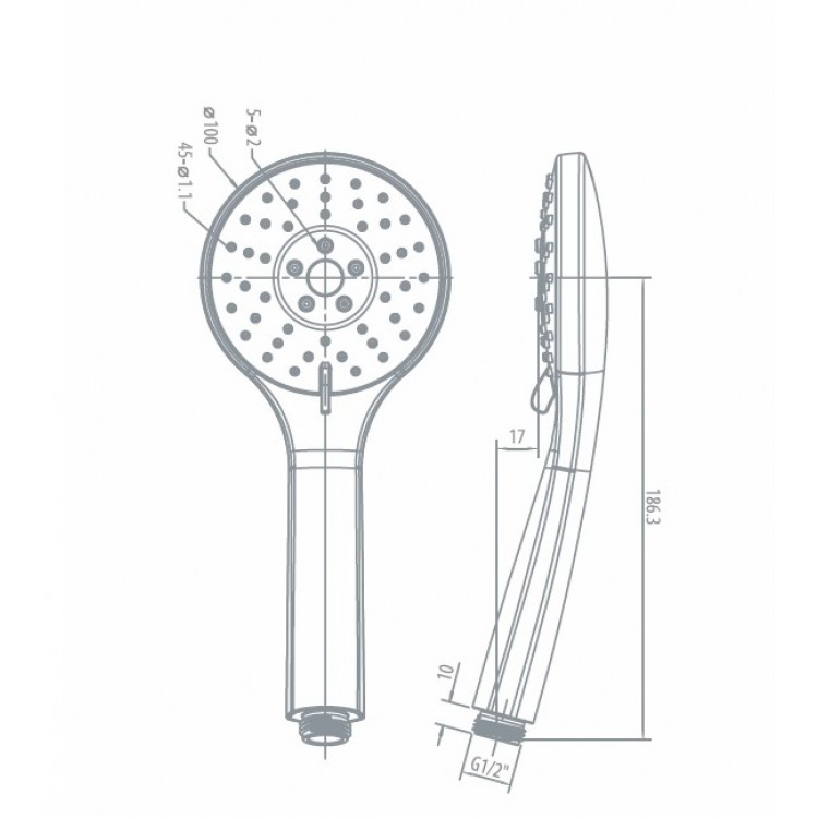 Rokas duša Vento 3 režimi, pelēka 352460
