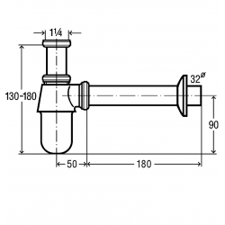 Izlietnes sifons glāze bez izplūdes VIEGA 1 1/4x32 100674