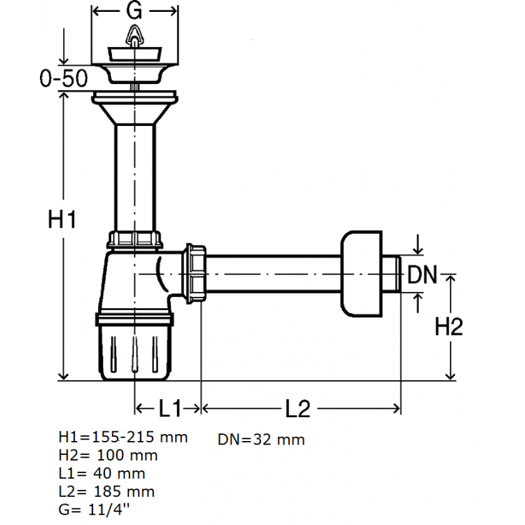 Izlietnes sifons glāze ar izplūdi VIEGA 1 1/4x32 103927