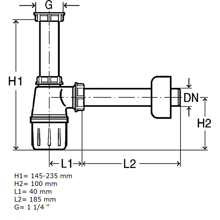 Izlietnes sifons glāze bez izplūdes VIEGA 1 1/4x32 108694