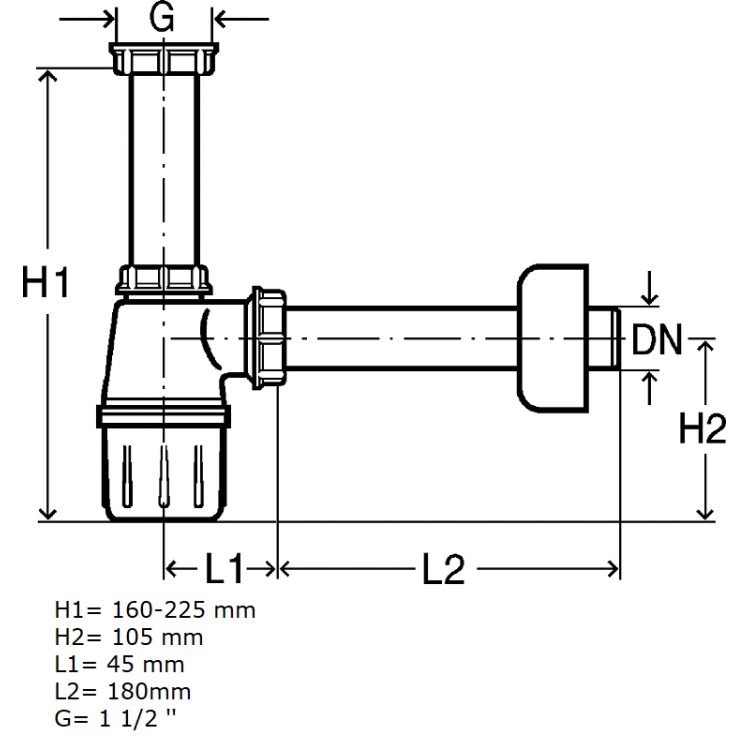 Izlietnes sifons glāze bez izplūdes VIEGA 1 1/2x40 119270