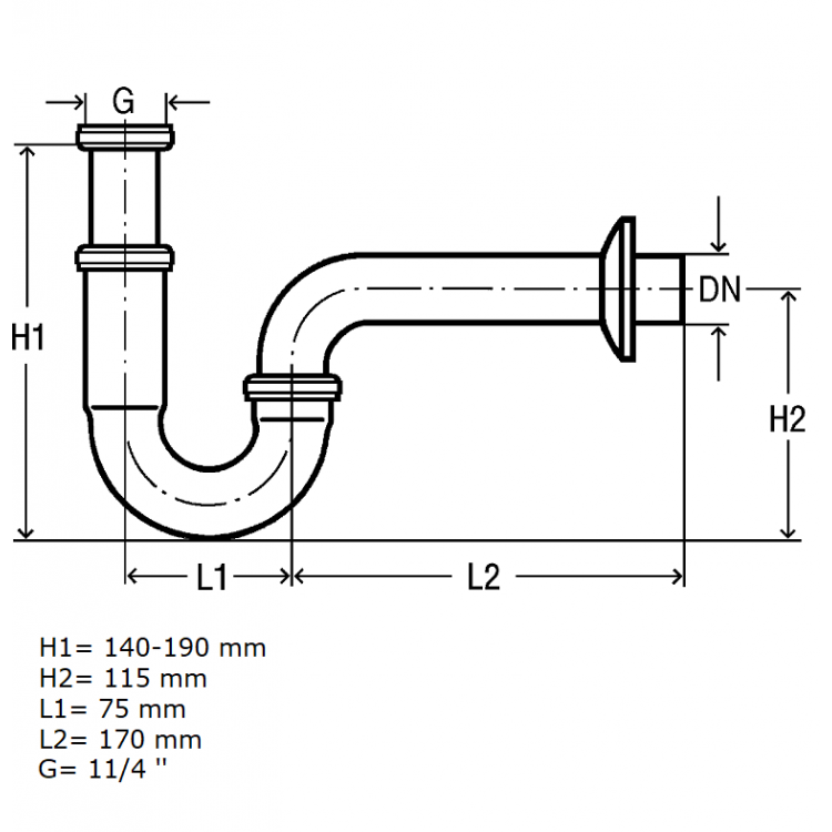 Izlietnes sifons VIEGA 32x1 1/4 305611