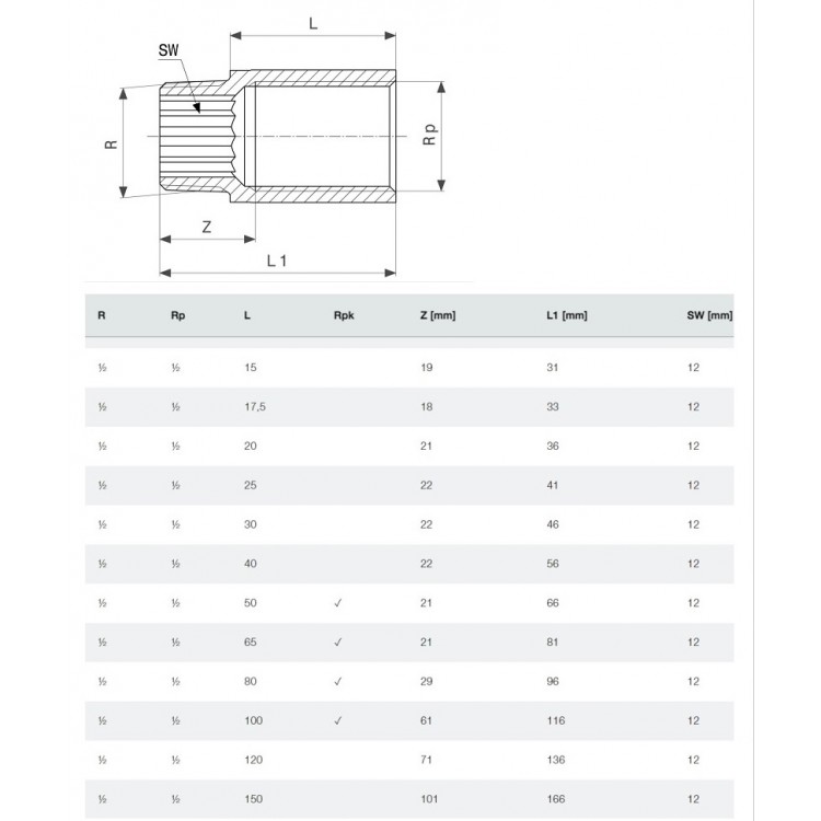 Viega Bronzas pagarinātājs 1/2x100mm