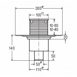 Traps ar sauso aizvaru VIEGA 100x100 DN50, 583224