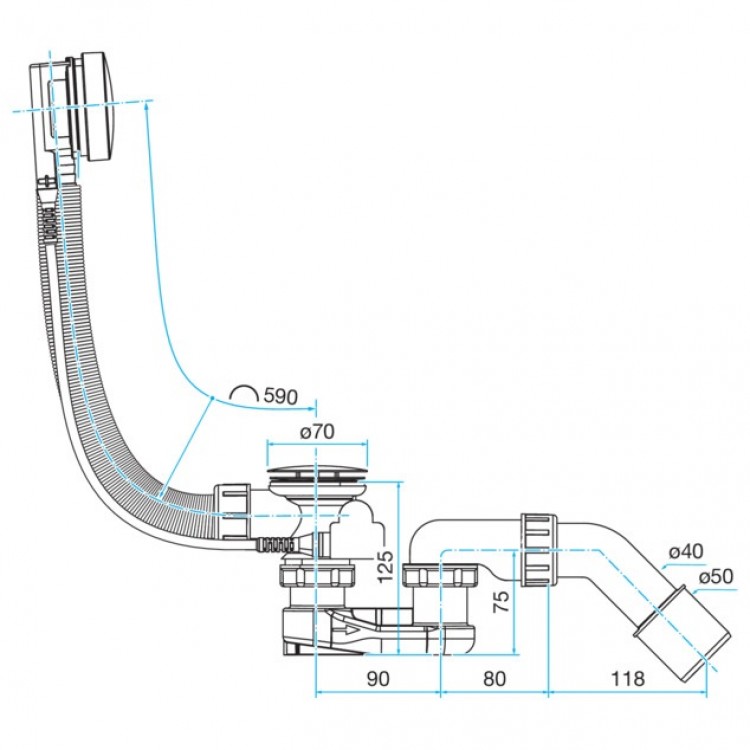 Vannas sifons ar trosi VIEGA (285357)