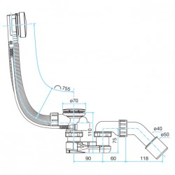 Vannas sifons ar garo trosi VIEGA (595678)