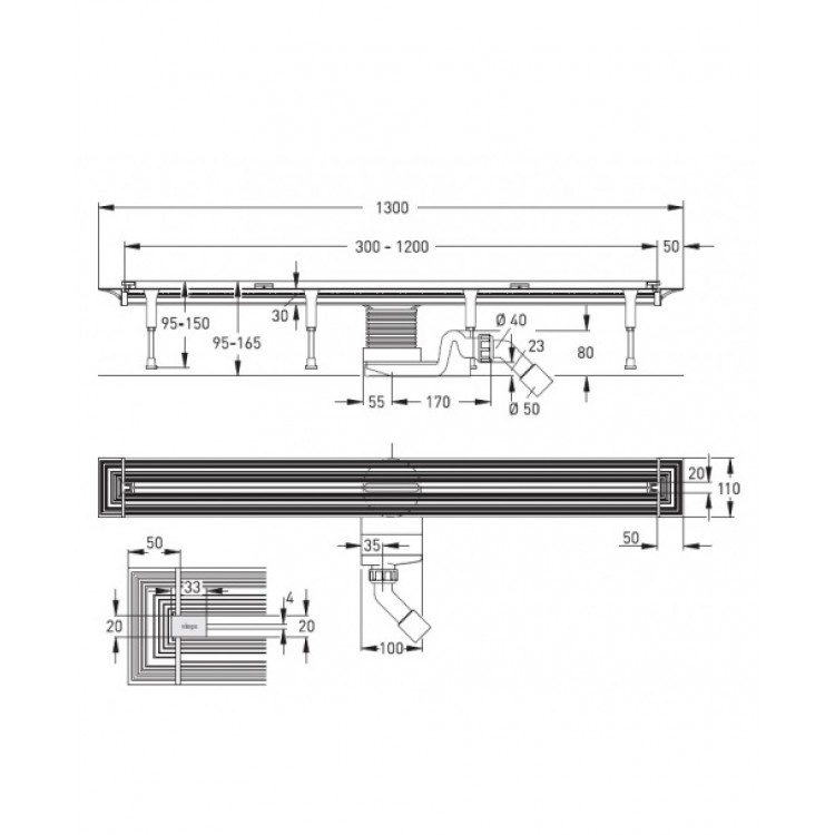 Dušas kanāls VIEGA Advantix Vario 300-1200mm 686277