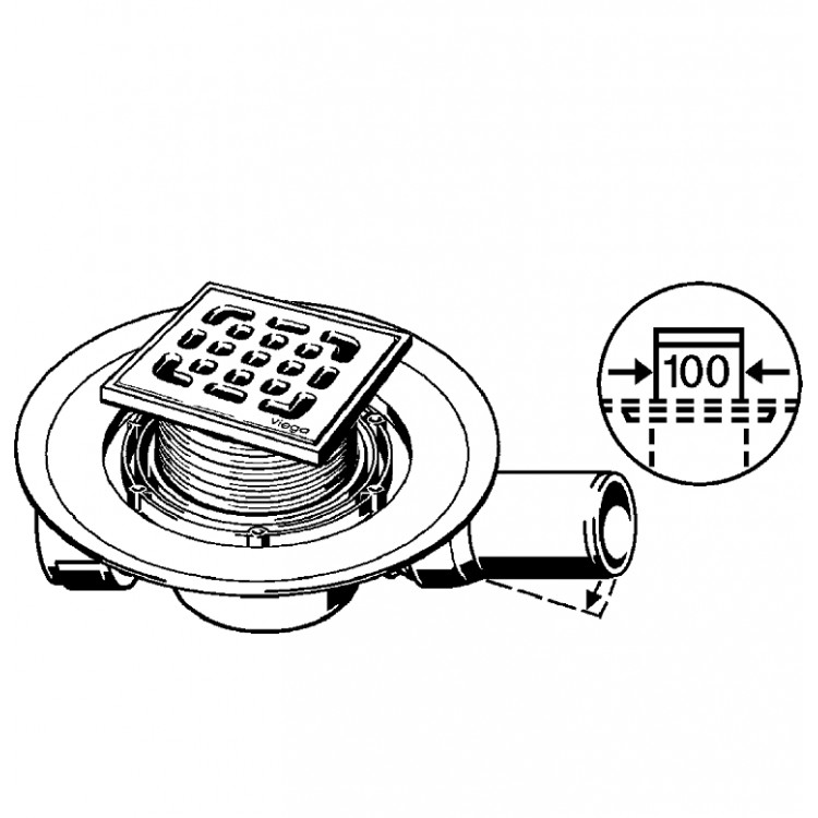 Traps VIEGA, horizontāls 50, 557119