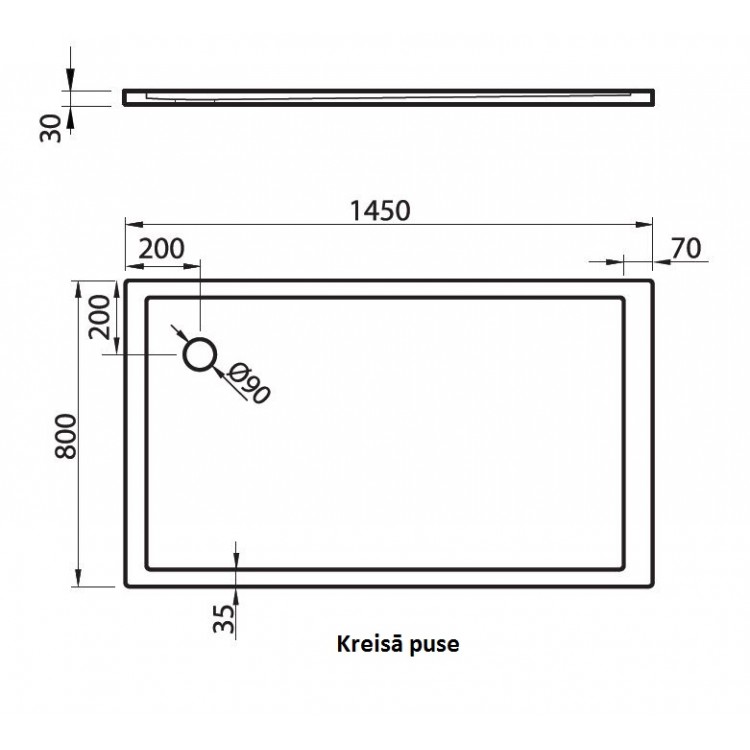 Dušas paliktnis taisnstūra Vispool QZ-145 1450x800mm