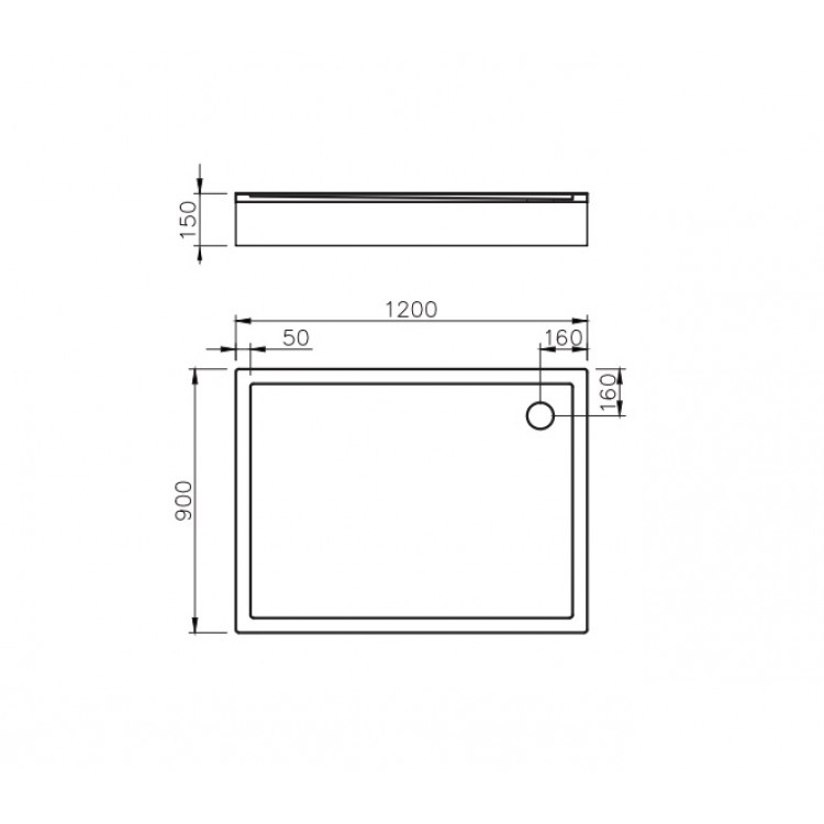 Dušas paliktnis taisnstūra Vispool QQ-120 1200x900mm