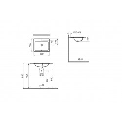 Vannas istabas iebūvējamā izlietne VITRA S20K 55x45cm, 5465-003-0001
