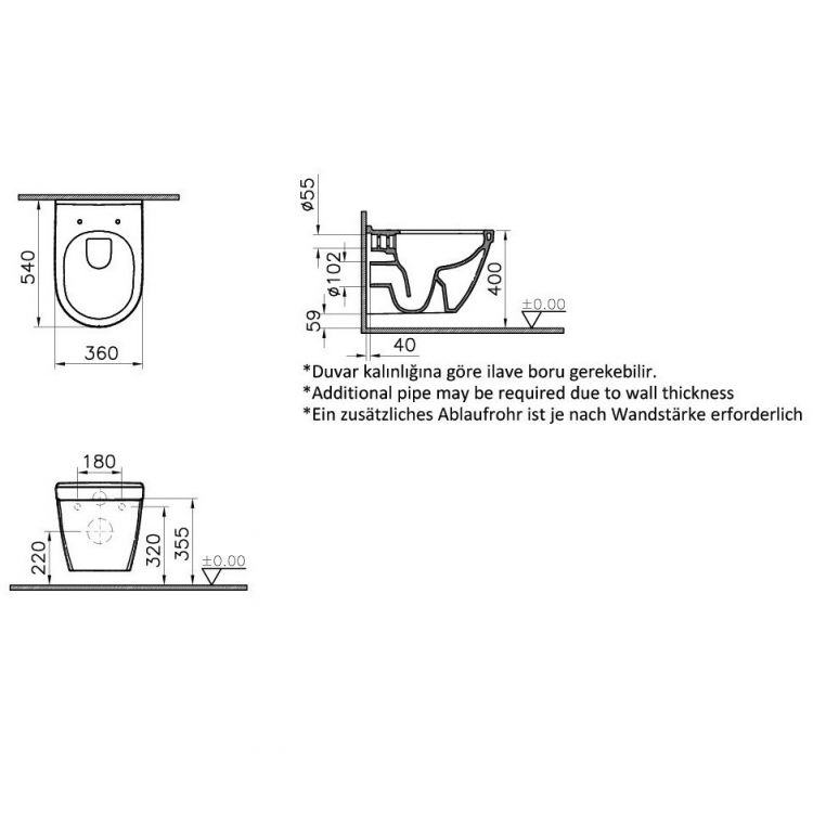 Tualetes pods piekaramais Vitra S50 Rim-ex ar Soft Close vāku, 5956B