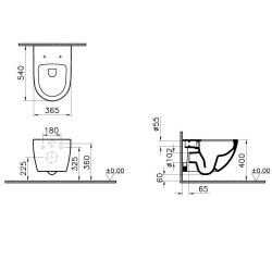Tualetes pods piekaramais Vitra Sento Rim-ex ar Soft Close vāku, 7748/120-003