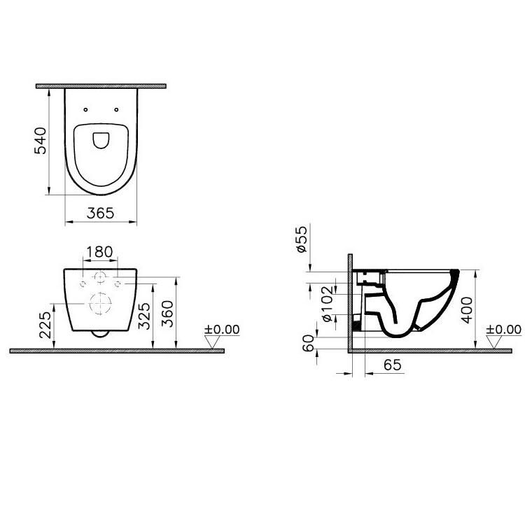 Tualetes pods piekaramais Vitra Sento Rim-ex ar Soft Close vāku, 7748/120-003
