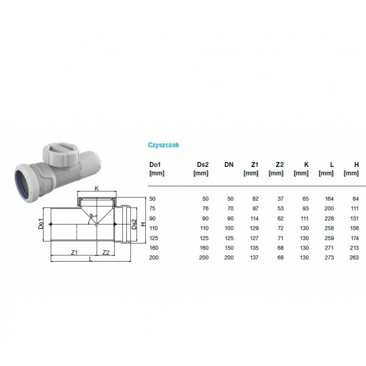 Kanalizācijas revīzija AS+ Dn110