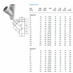 Kanalizācijas atzars AS+ Dn110/110 45°