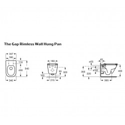 Tualetes pods piekaramais Roca Gap Rimless ar Soft Close vāku, 734H0N8000