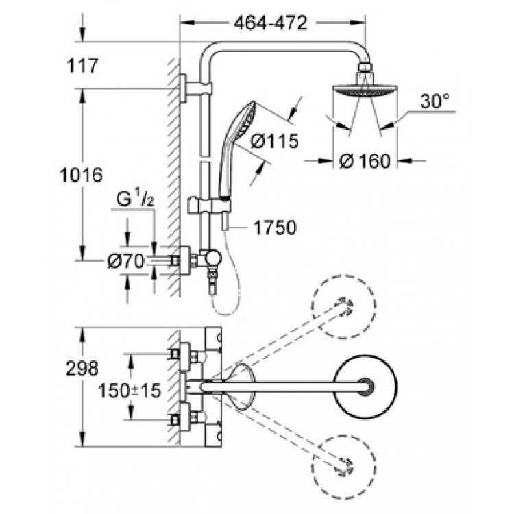 Dušas sistēma GROHE EUPHORIA SYSTEM 27296001
