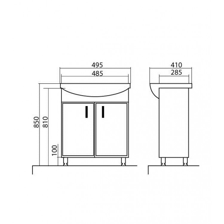 Vannas istabas skapītis ar izlietni Akvarodos DECOR 50 cm, 195711