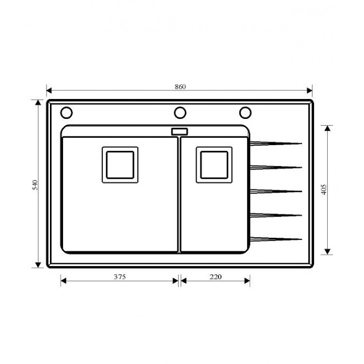 Virtuves izlietne HELIKA Delicia Plus 860x540 mm GQD150-113W