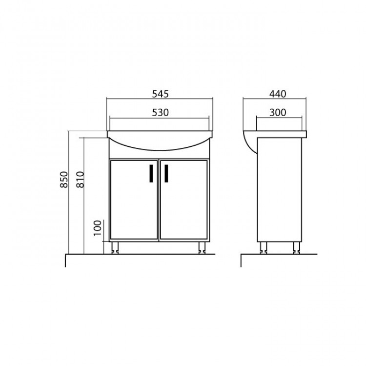 Vannas istabas skapītis ar izlietni Akvarodos ASSOL 55 cm, Assol55
