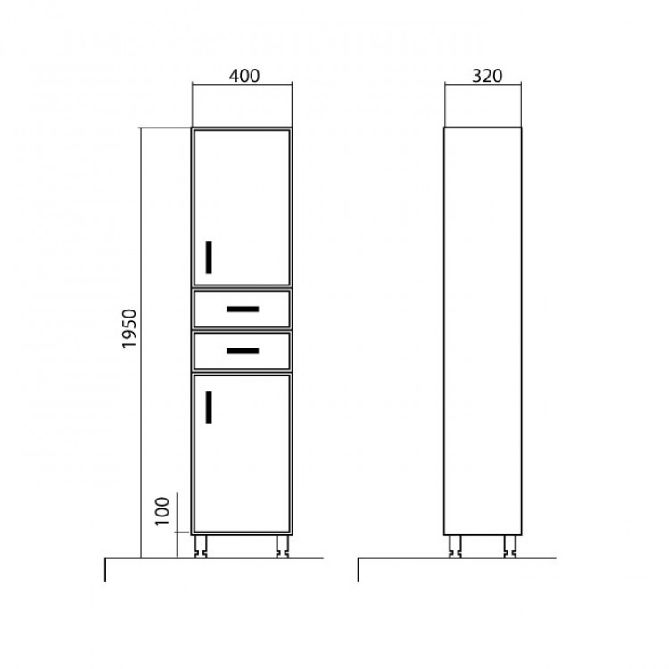 Vannas istabas augstais skapis Akvarodos ASSOL 195x40cm, AssolR