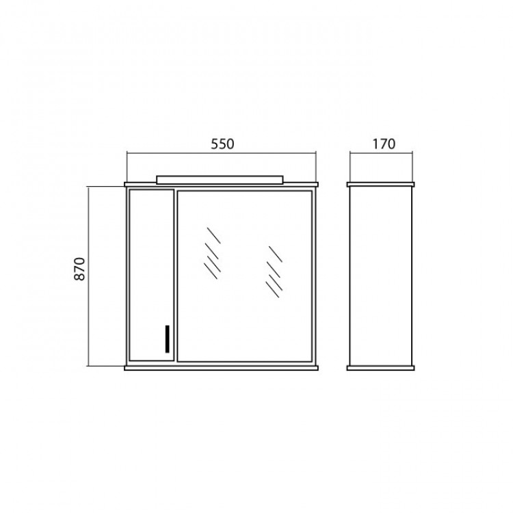 Vannas istabas skapītis ar spoguli Akvarodos ASSOLs 55cm, 195847