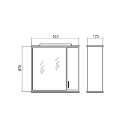 Vannas istabas skapītis ar spoguli Akvarodos ASSOLs 65cm