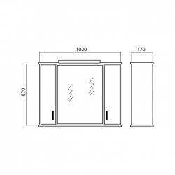 Vannas istabas skapītis ar spoguli Akvarodos ASSOLs 100cm