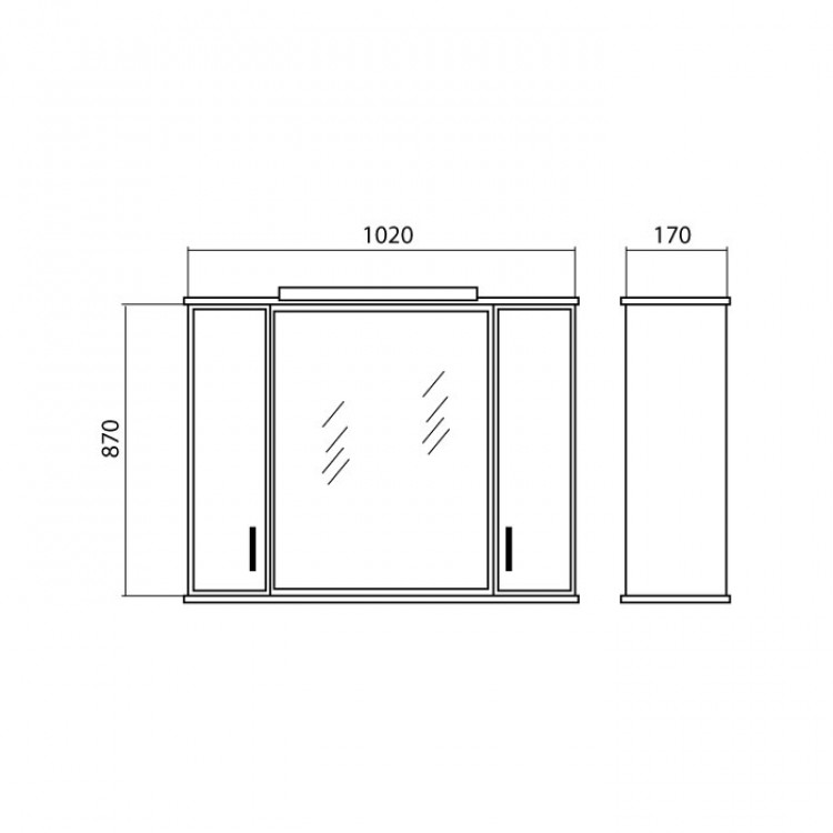 Vannas istabas skapītis ar spoguli Akvarodos ASSOLs 100cm
