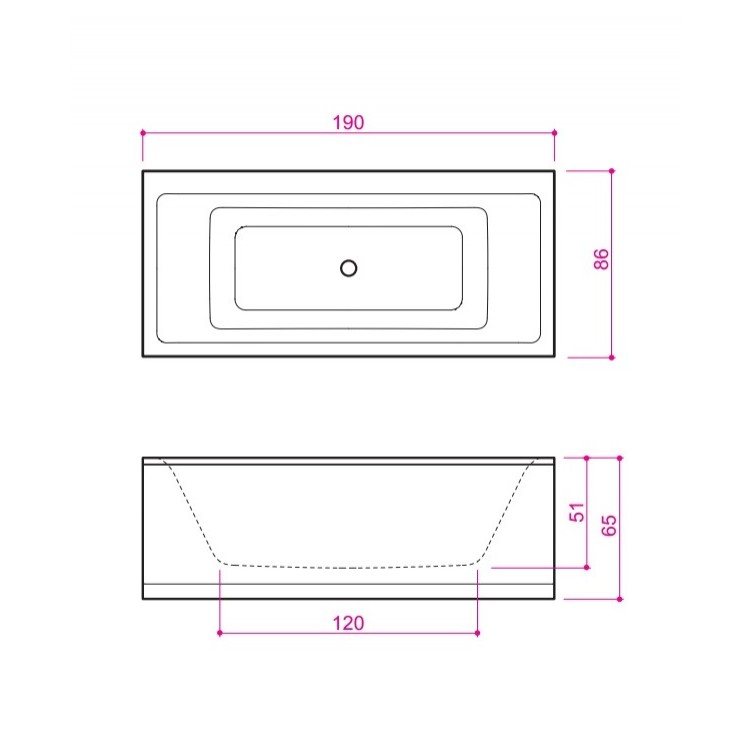 Taisnstūra vanna Balteco Forma 19 190x86 cm