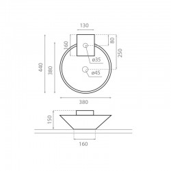 Vannas istabas uzliekamā izlietne Bathco Biarritz 38x44cm, 0009B