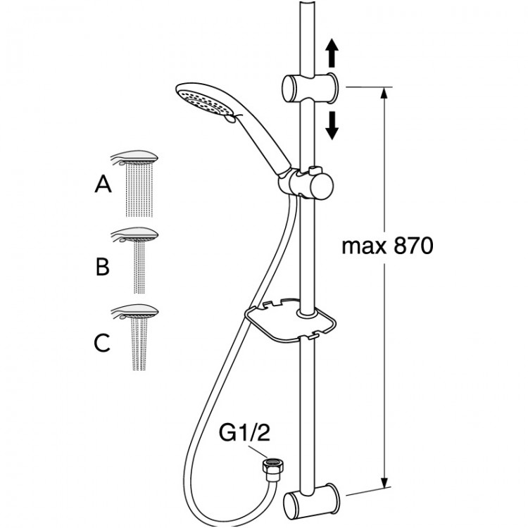 Dušas termostata maisītājs ar dušu Gustavsberg, GB41215604/41103250