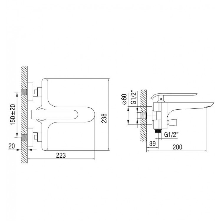 Vannas un dušas maisītājs Art Platino EMIRA EMI-BWN.020BC