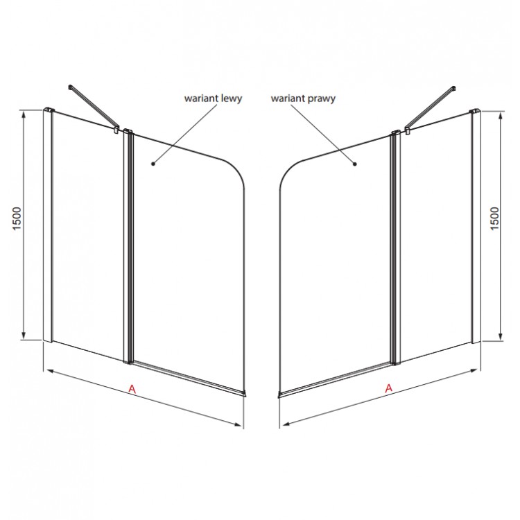 Vannas sieniņa Radaway Eos II PND 110 cm