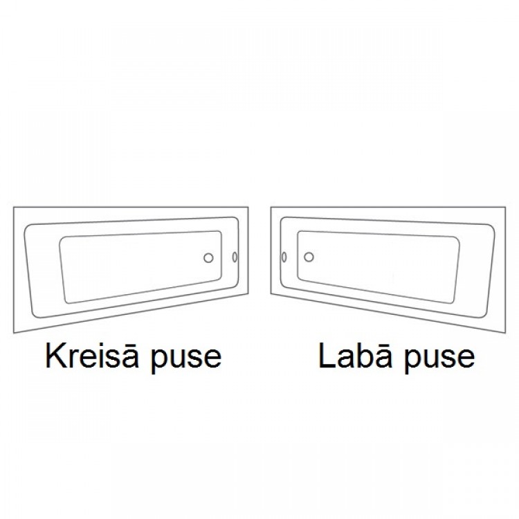 Stūra vanna Roltechnik EVA SIDE 150x80 cm