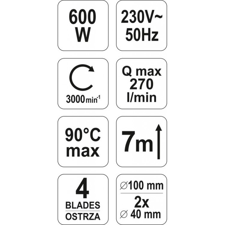 Fekālais sūknis ar smalcinātāju, 600W, 697177