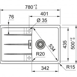Virtuves izlietne FRANKE CENTRO 78x50 cm, CNG 611-78, steingrau