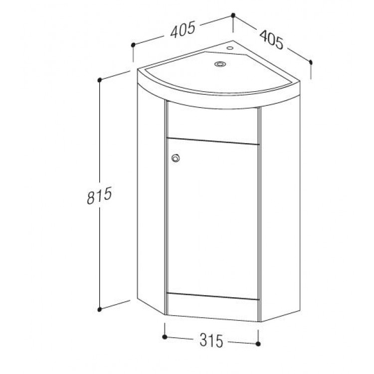 Vannas istabas stūra skapītis ar izlietni RB PIANO, VA40K-1