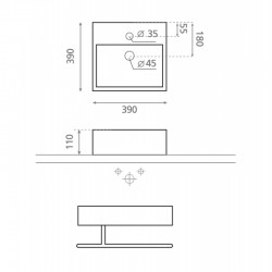 Vannas istabas uzliekamā izlietne Bathco Gomera 39x39cm, 0017D