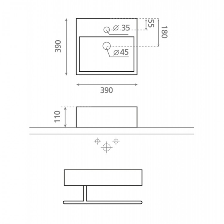 Vannas istabas uzliekamā izlietne Bathco Gomera 39x39cm, 0017D