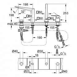 Vannas maisītājs uz vannas malas Grohe Allure Brilliant 3-daļīgs 19787 000