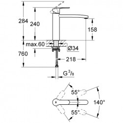 Virtuves izlietnes maisītājs GROHE Eurostyle Cosmo 31159 002