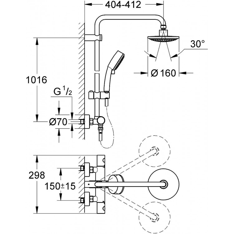 Dušas sistēma Grohe New Tempesta Cosmopolitan System 160 27922