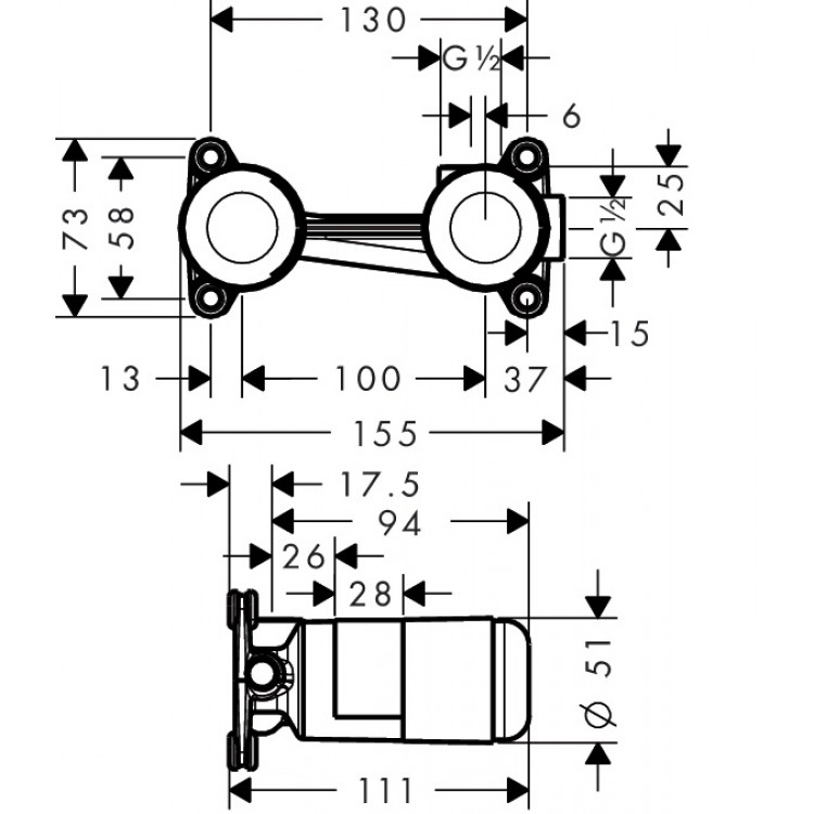 Izlietnes maisītāja Hansgrohe iebūvējamā darba daļa 13622180