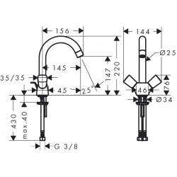 Izlietnes maisītājs Hansgrohe Logis ar korķi, hroms 71222000
