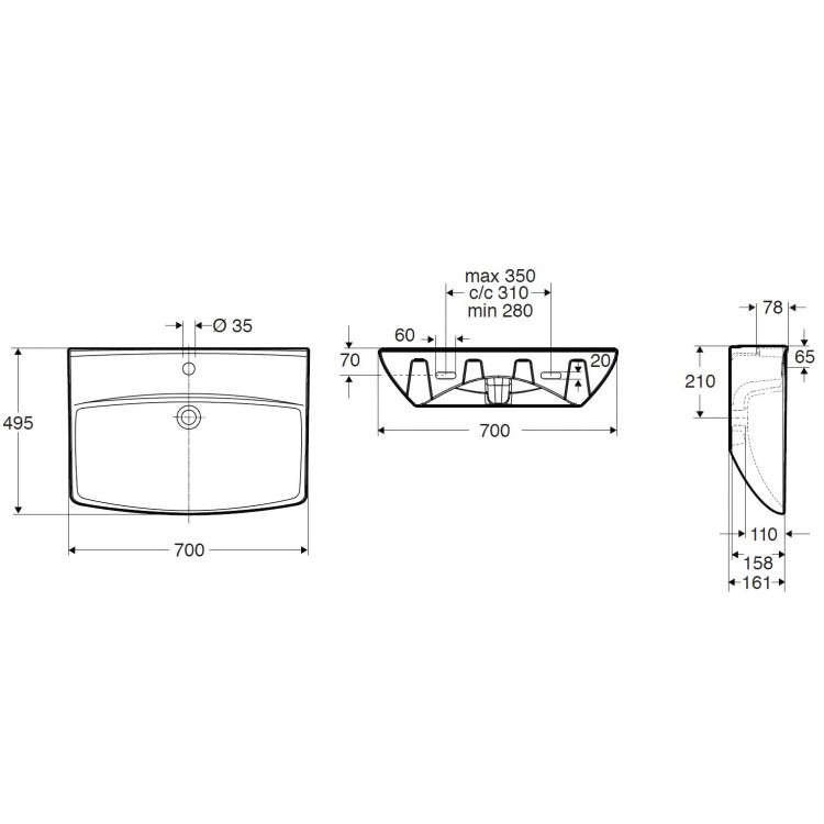 Vannas istabas izlietne IFO Inspira Art 70 cm, balta 15072100