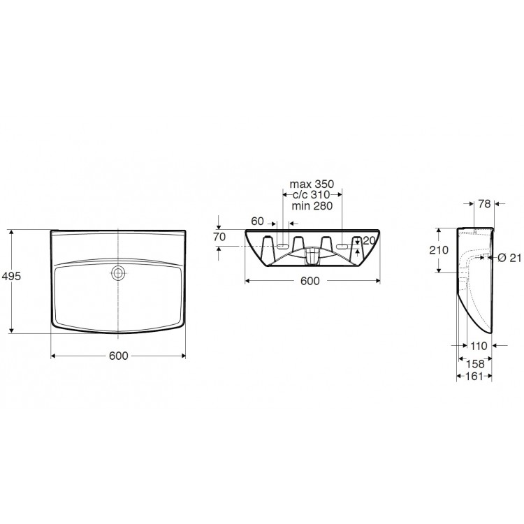 Vannas istabas izlietne IFO Inspira Art 60 cm, balta 15170
