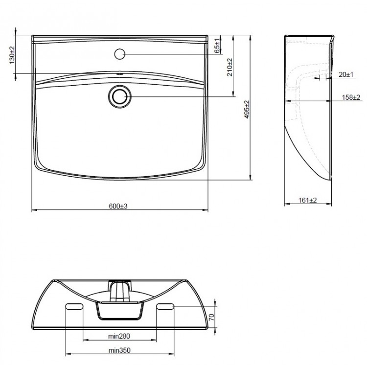 Vannas istabas izlietne IFO Inspira Art 60 cm, balta 15172
